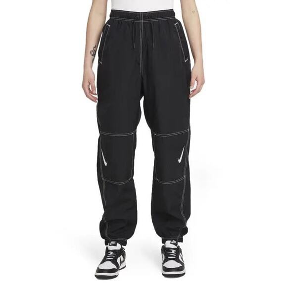 Nike Sportswear Swoosh Repel Joggers Pants Oversize Fit High-Rise Black Woven - Picture 1 of 10